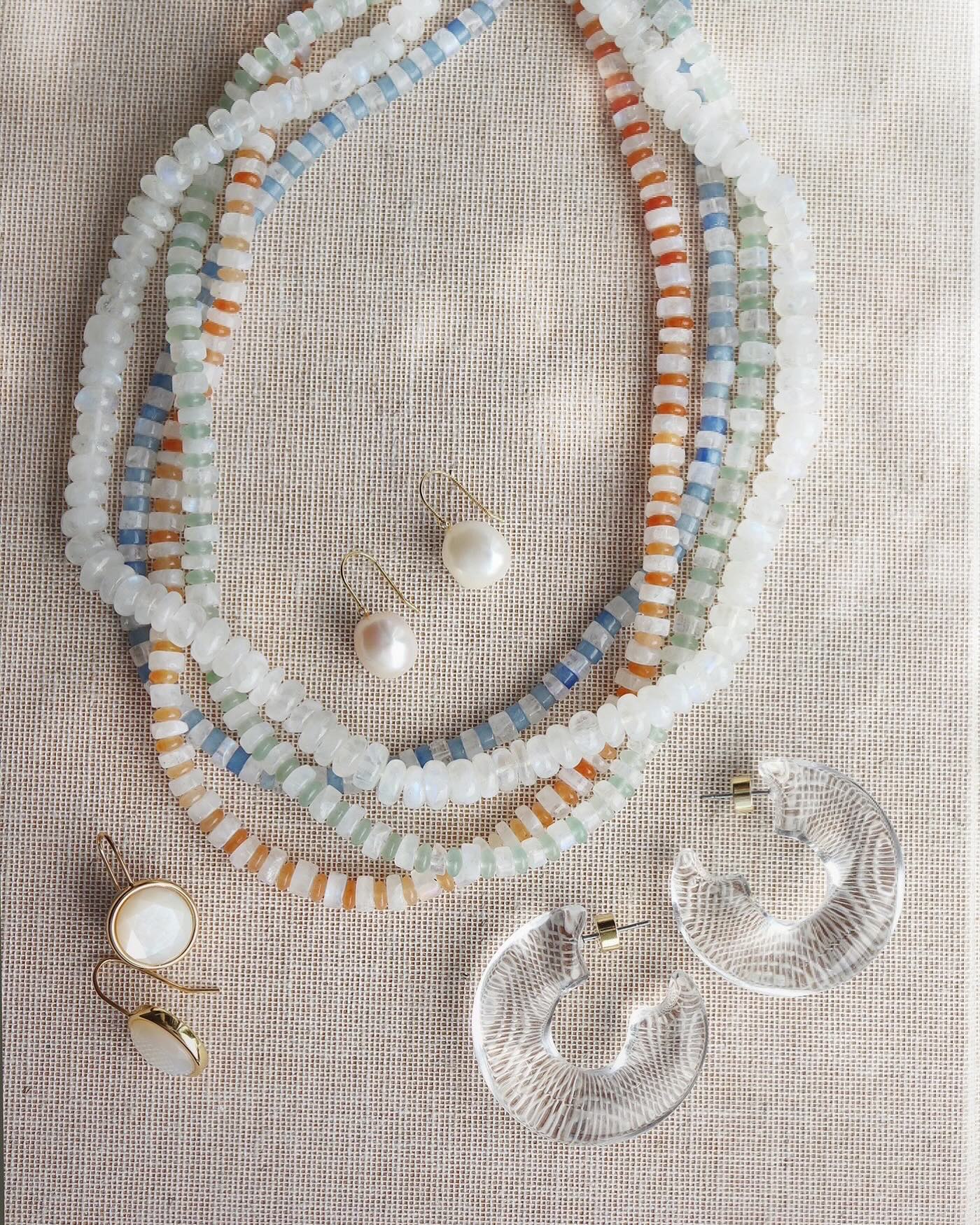 Rainbow Moonstone and Orange Aventurine Necklace