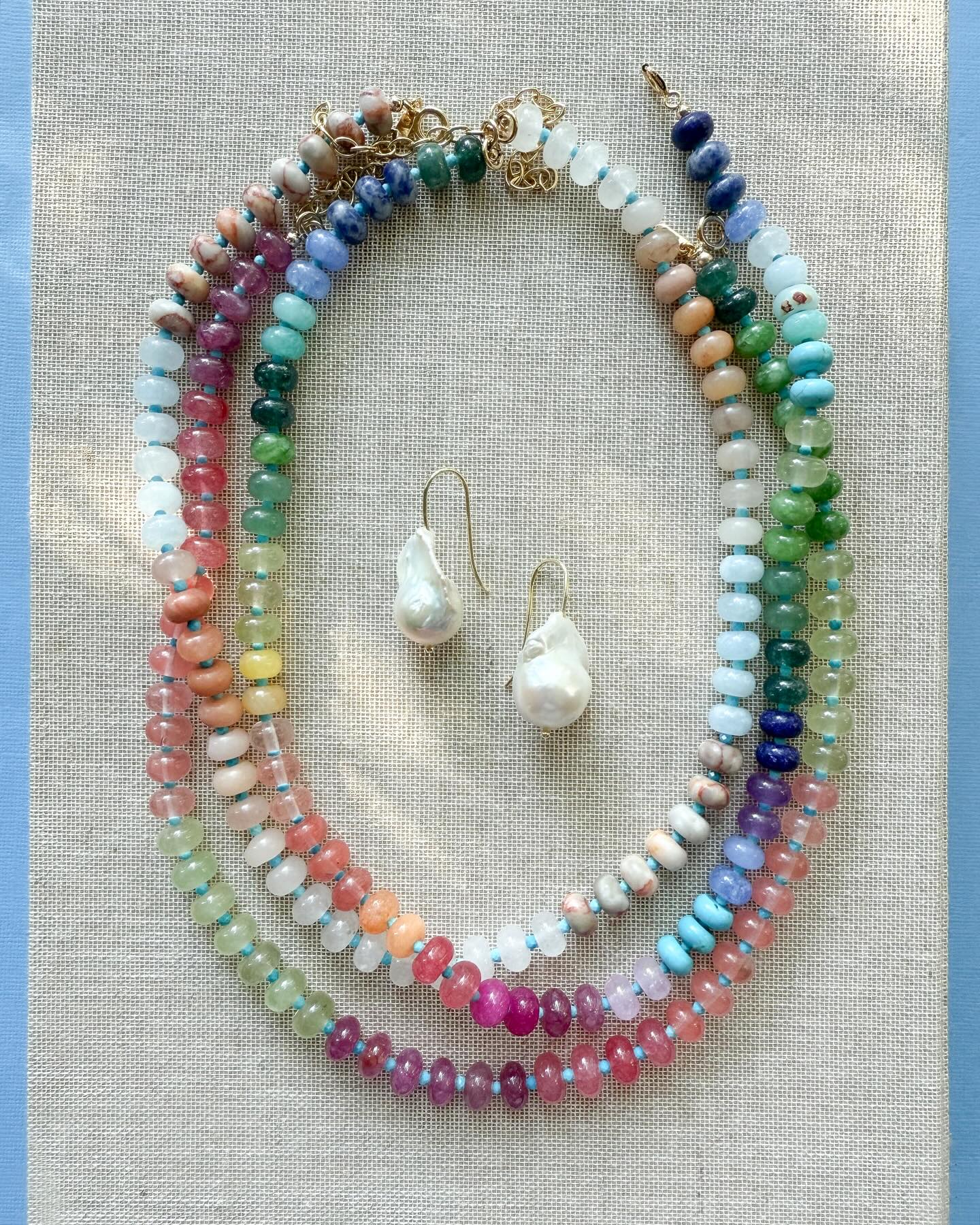 Neutral Rainbow Jade Beaded Necklace