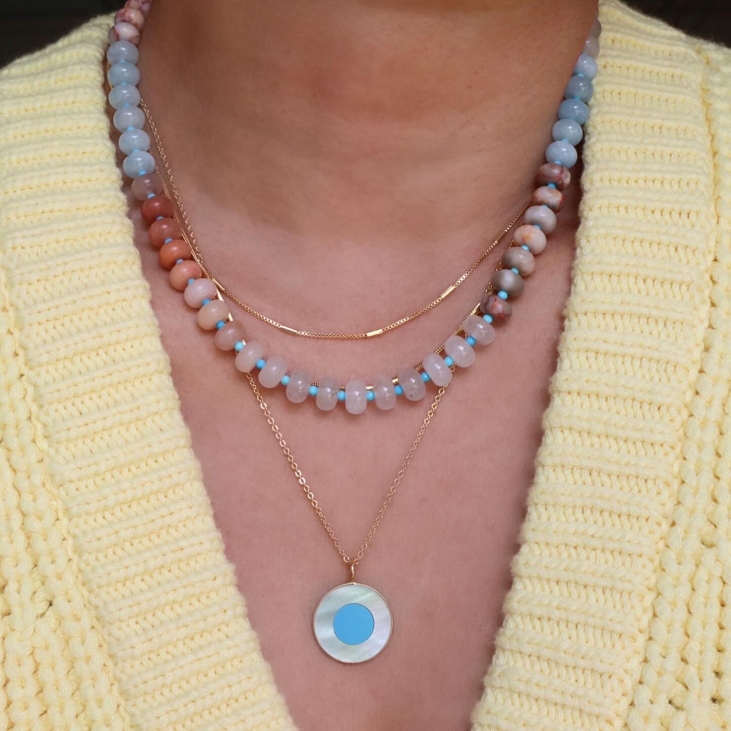 Neutral Rainbow Jade Beaded Necklace