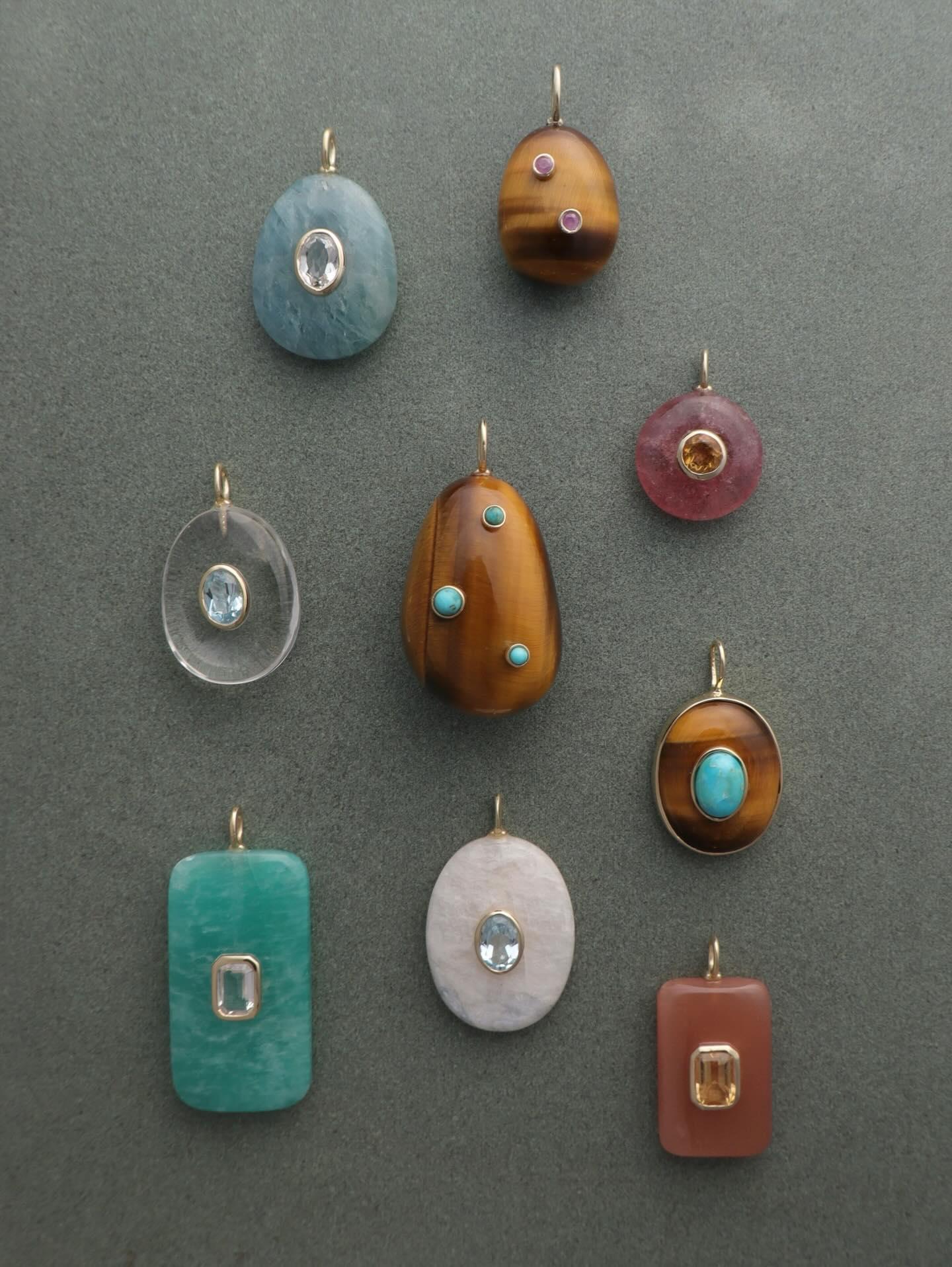 Large Sol Tigers Eye and Turquoise Pendant