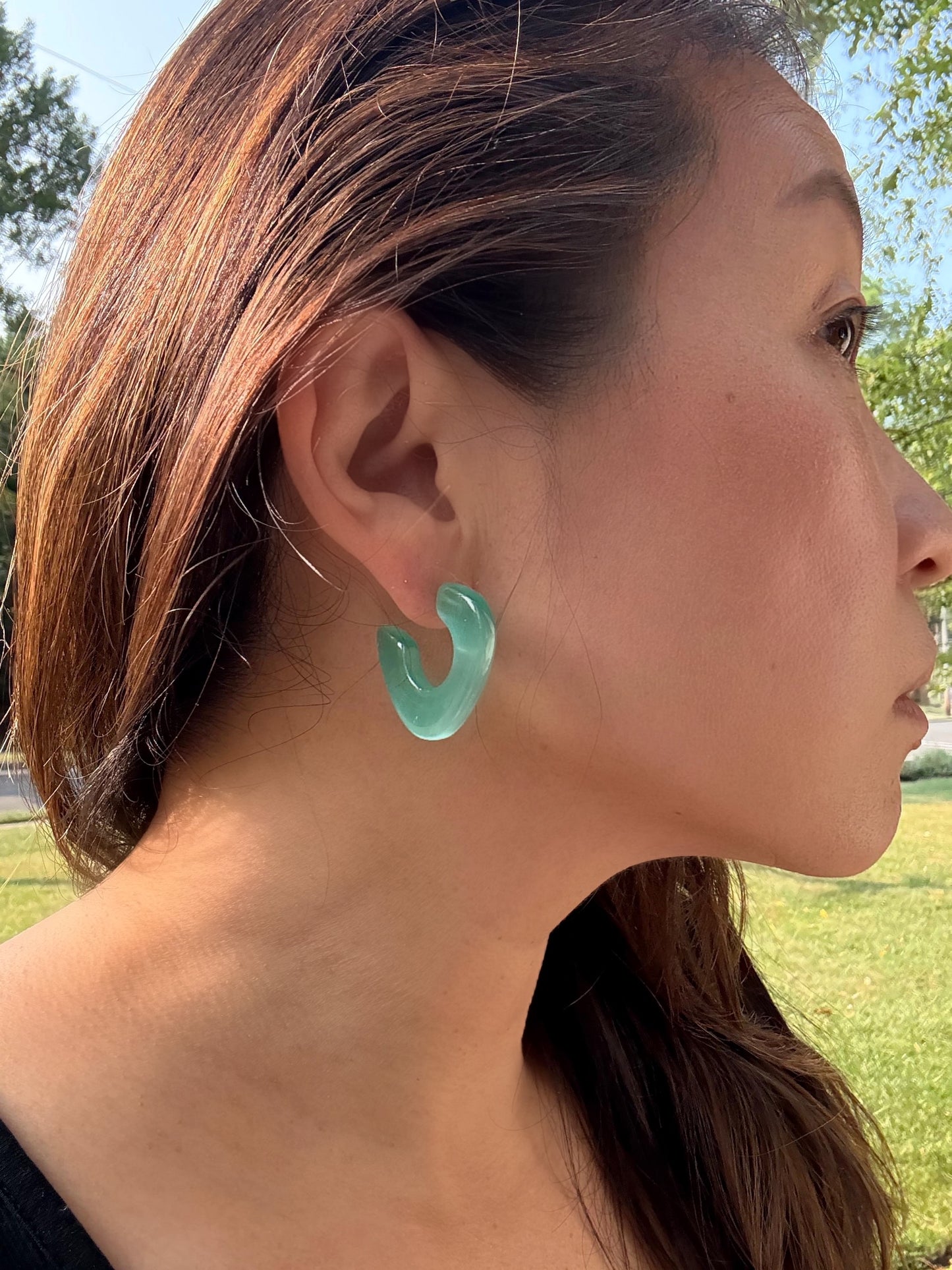 Aqua Cats Eye Lina Hoops