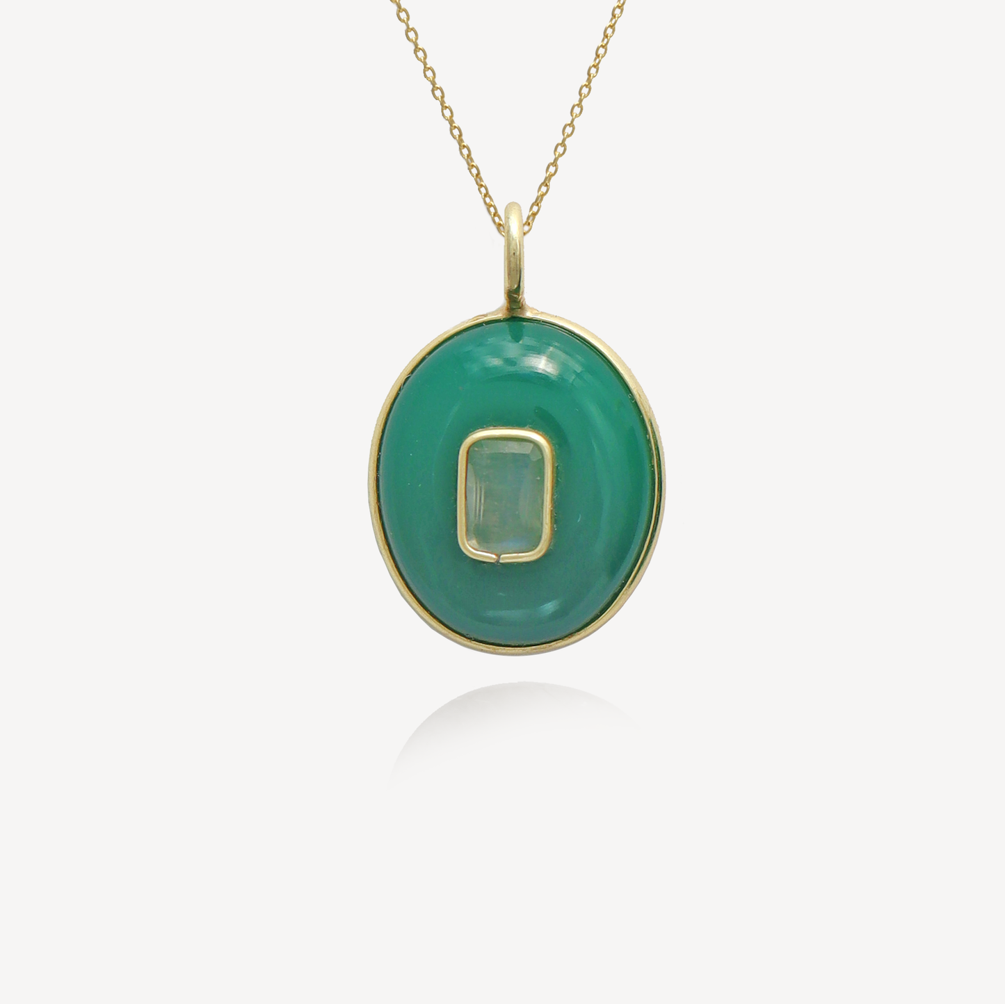 Medium Amie Green Onyx with Labradorite Pendant