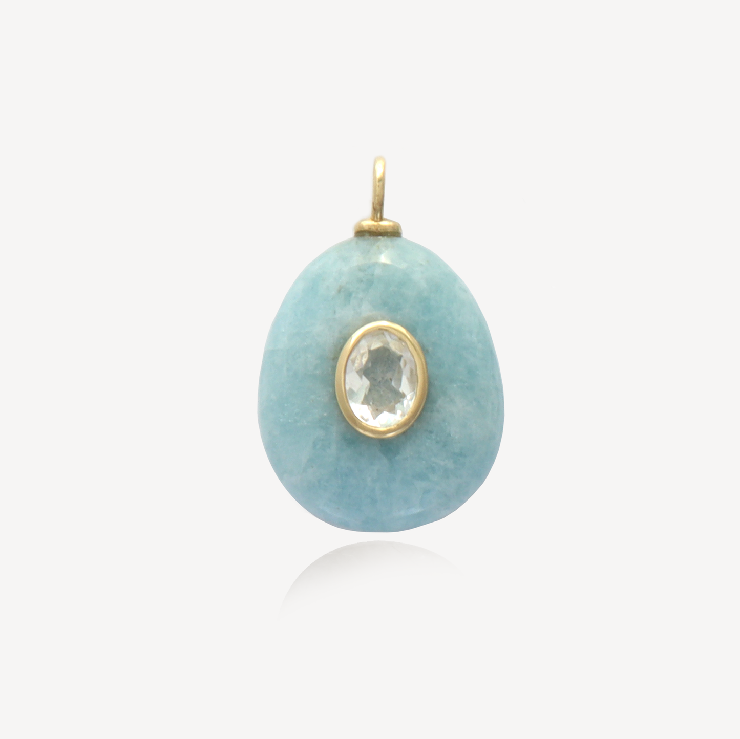 Large Sol Aquamarine with White Topaz Pendant