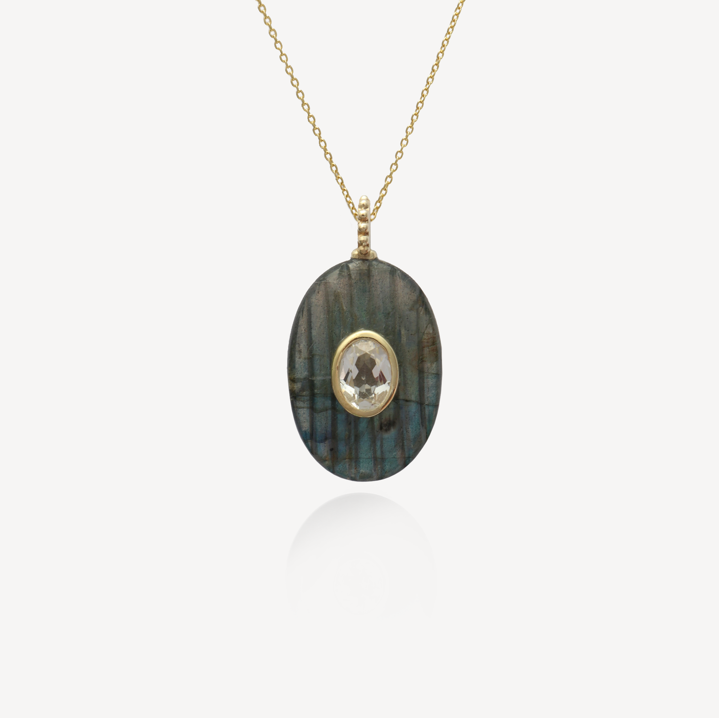 Medium Amie Ribbed Labradorite Oval Pendant