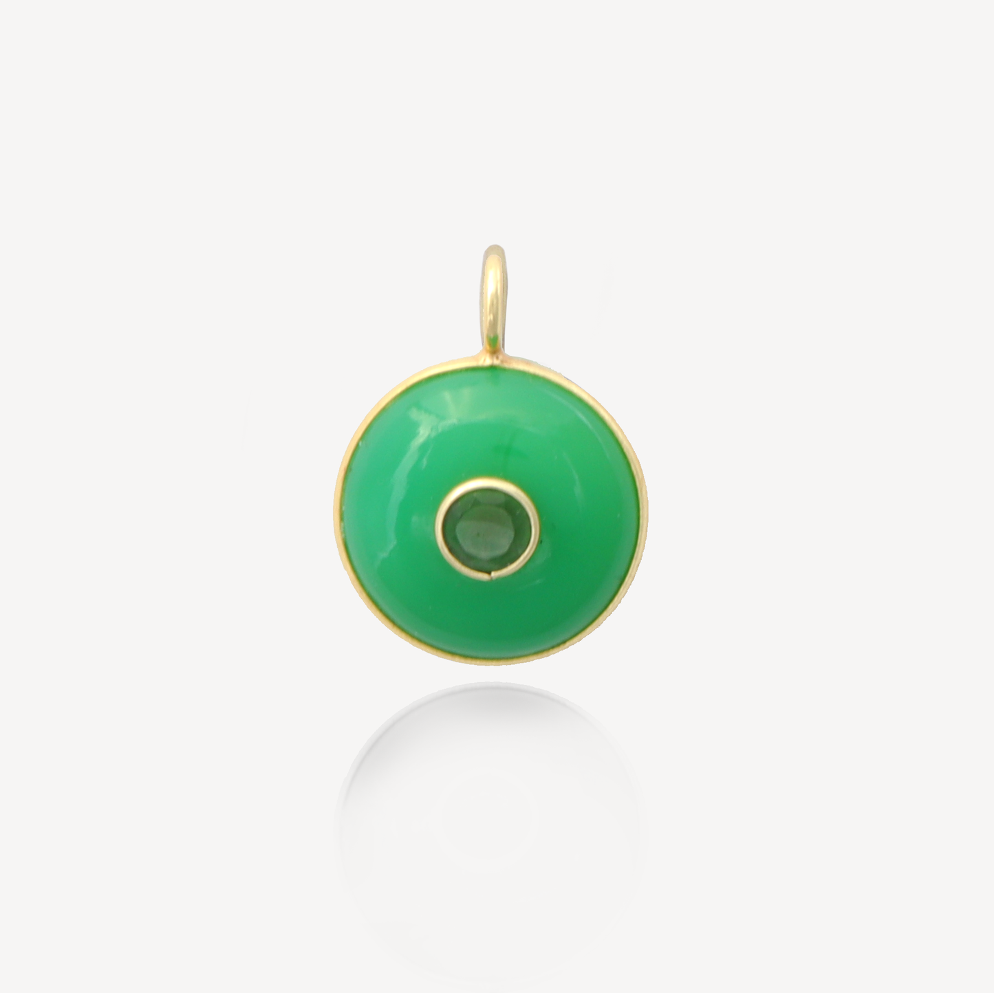 Medium Amie Round Chrysoprase Pendant (No Chain)