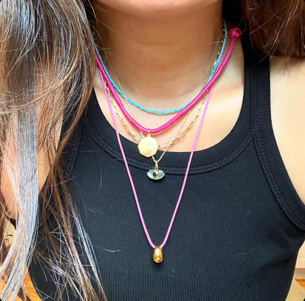 Maeve White Mother of Pearl Evil Eye Necklace