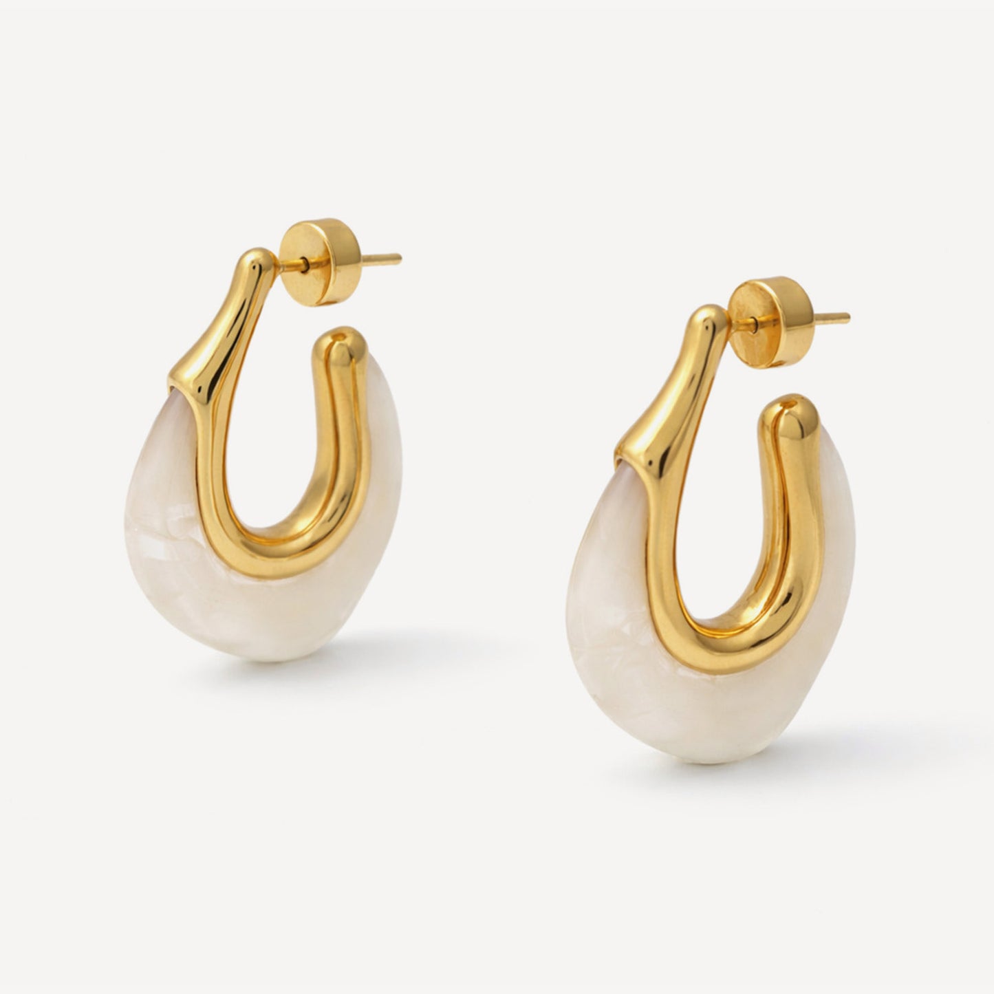 Gaia White Marbled Resin Hoops