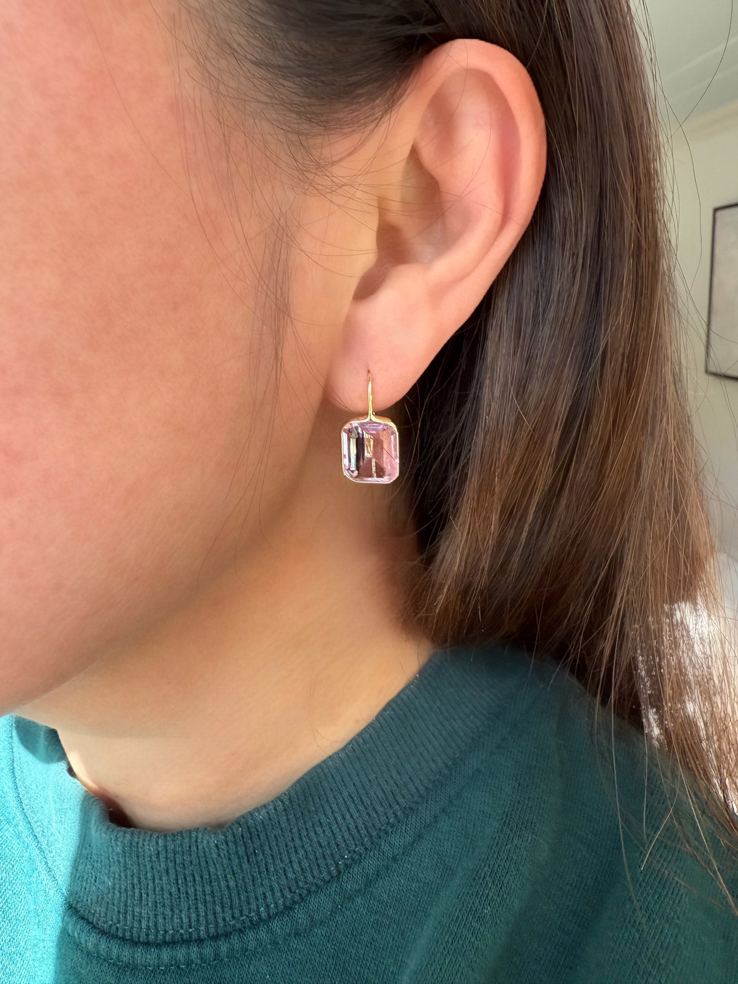 Small Gemma PInk Hydro Quartz Drop Earrings