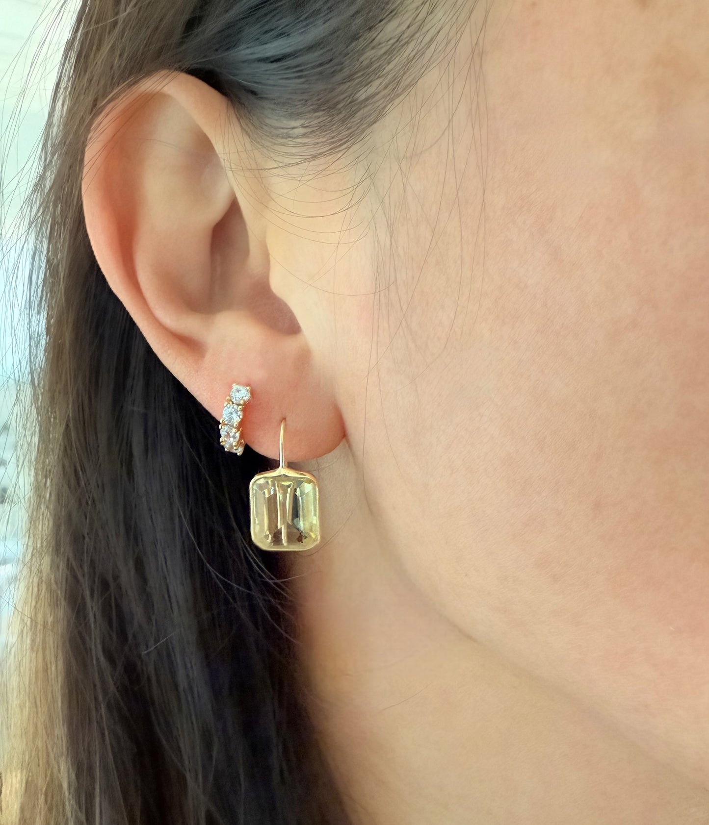 Small Gemma Yellow Hydro Quartz Drop Earrings