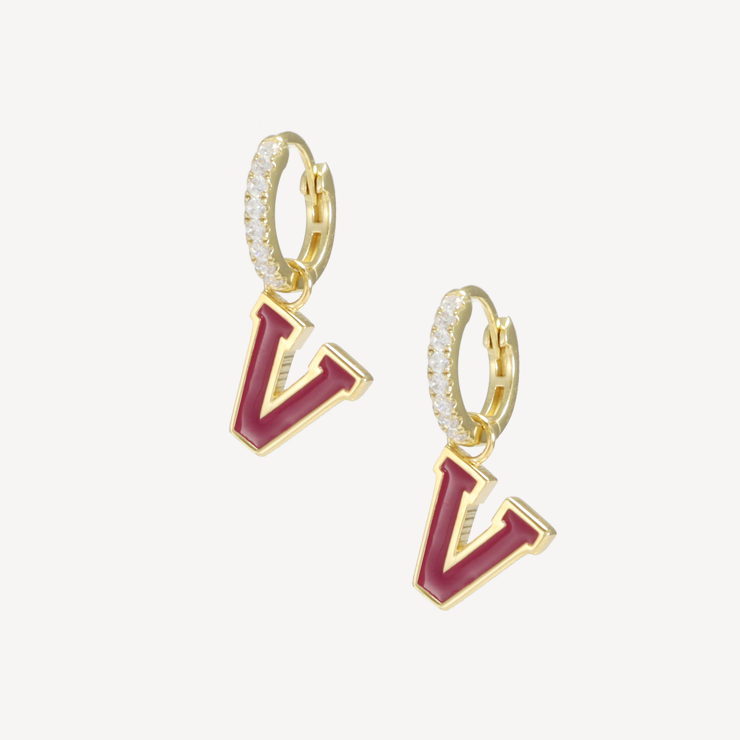 Pave Huggies with V Charm