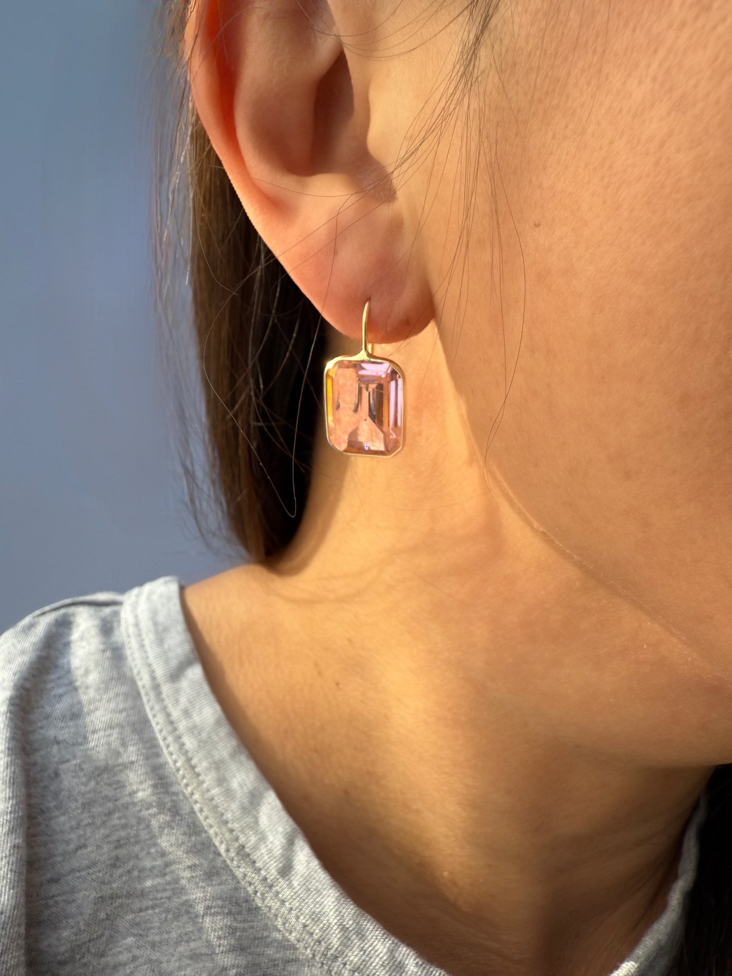 Medium Gemma Pink Hydro Quartz Drop Earrings