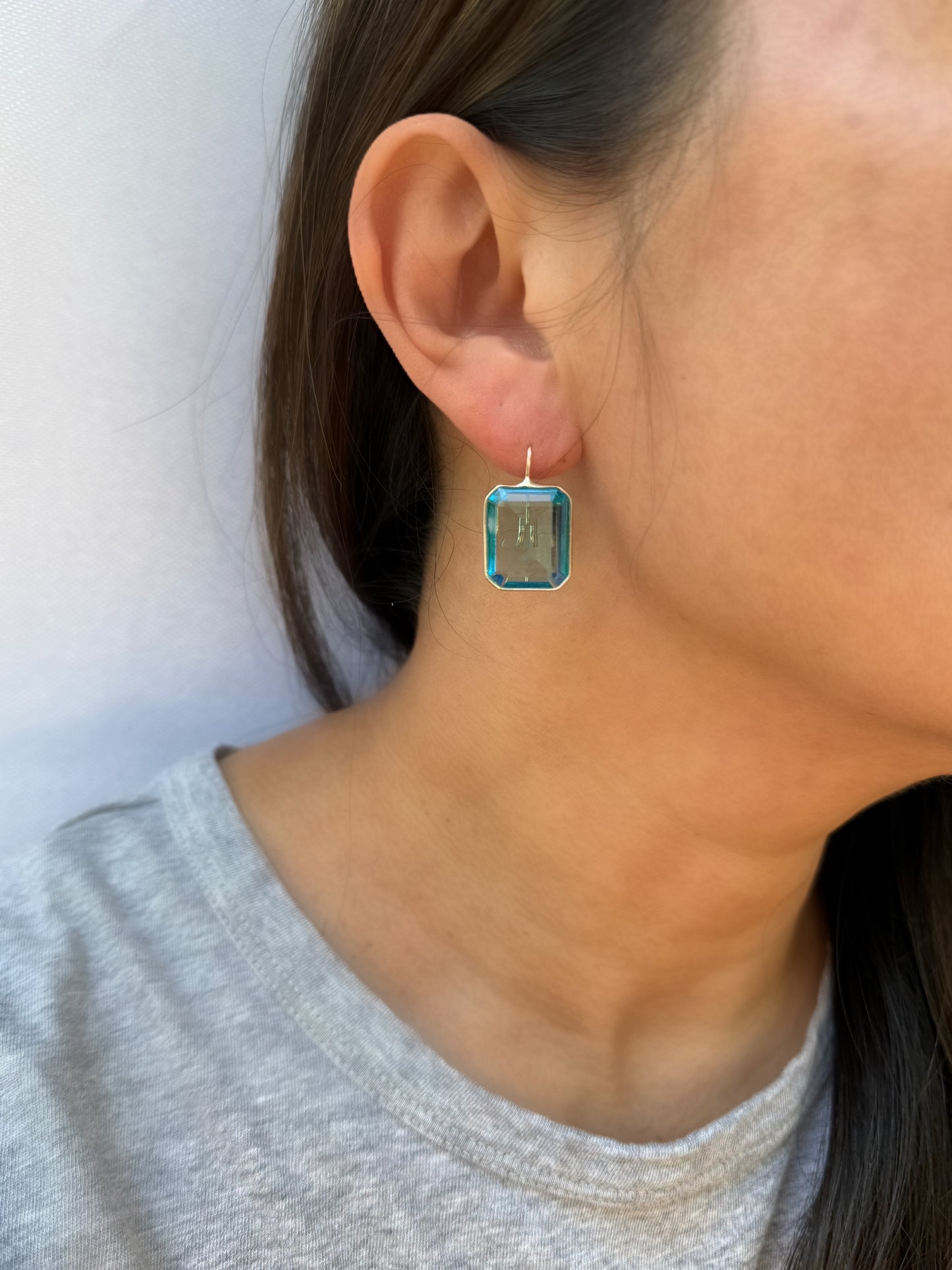 Large Gemma Blue Hydro Quartz Drop Earrings