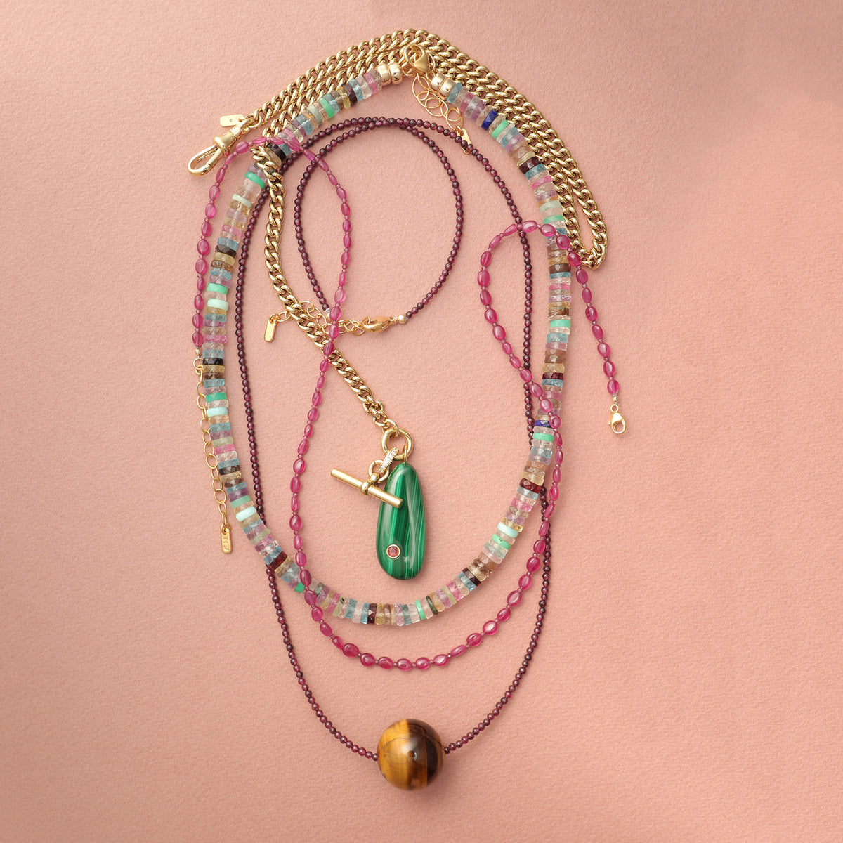 Bonbon Mini Beaded Ruby Gemstone Necklace