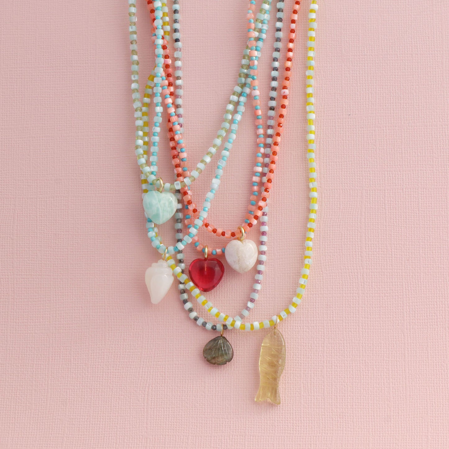 Palma White Moonstone Heart Necklace