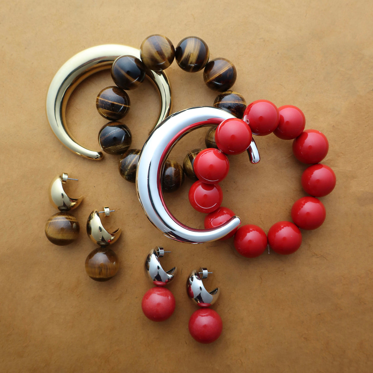 Sadie Coral Sphere Statement Earrings