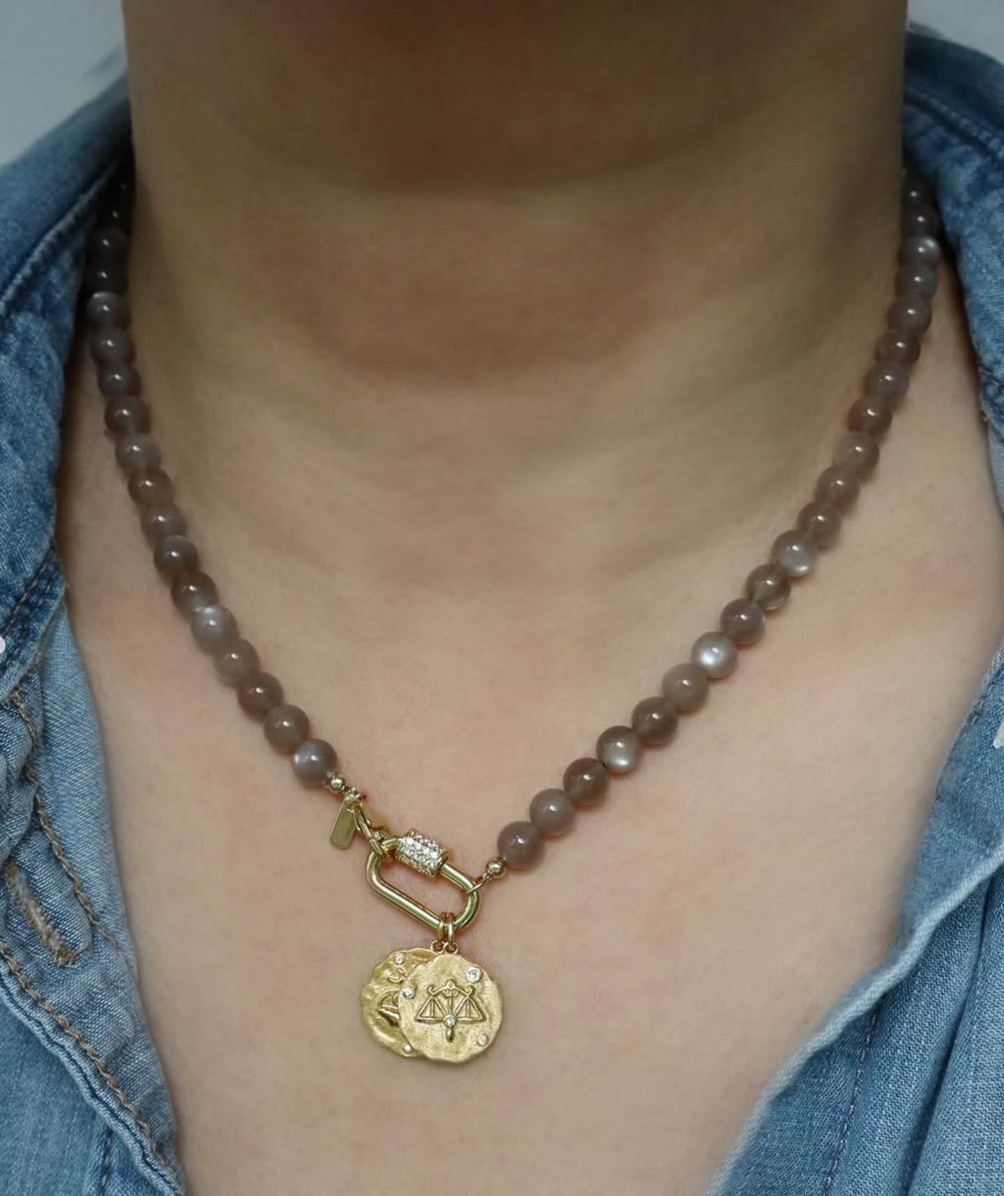 Chocolate Moonstone Beaded Necklace