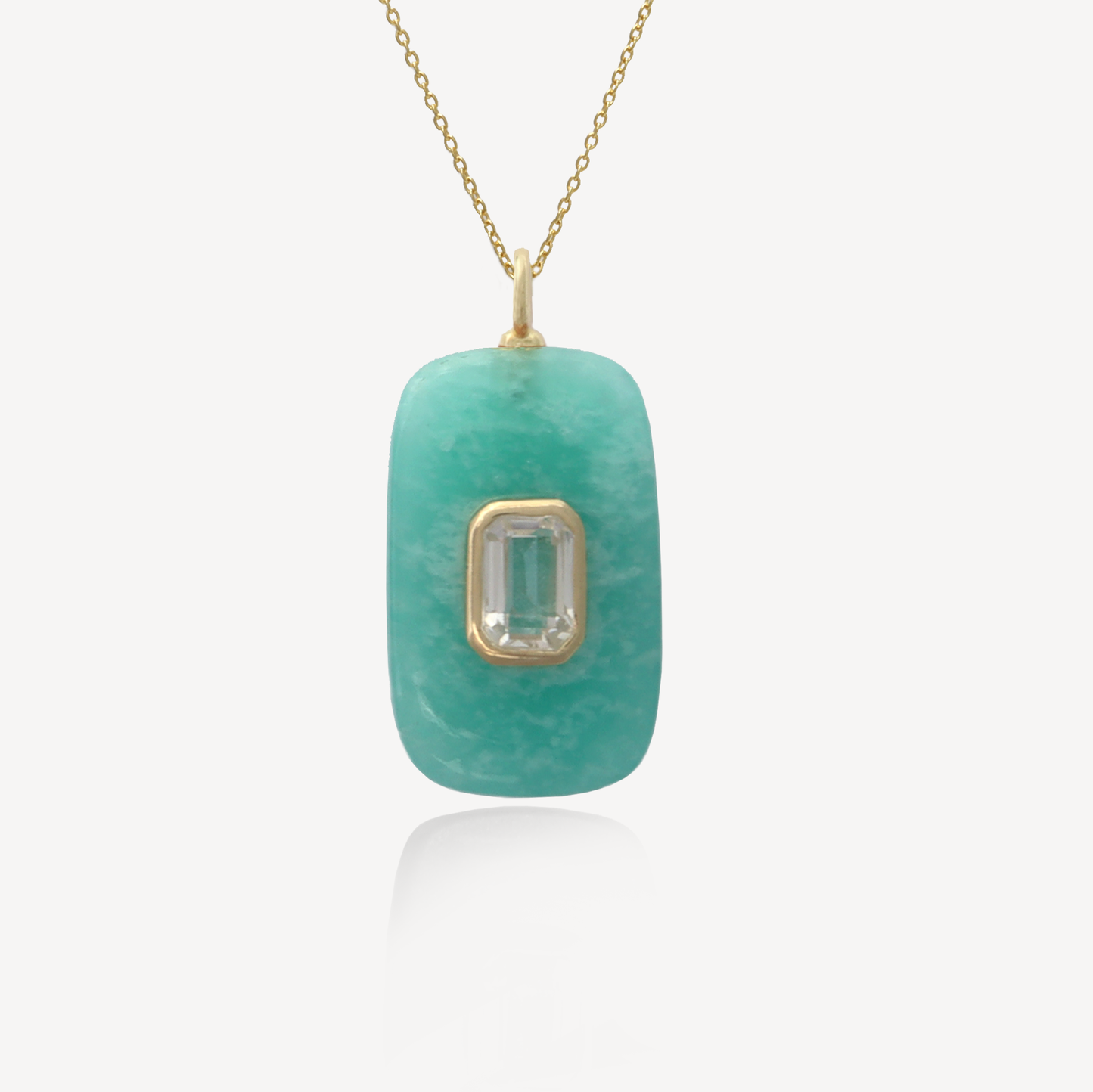 Large Sol Amazonite and White Topaz Pendant