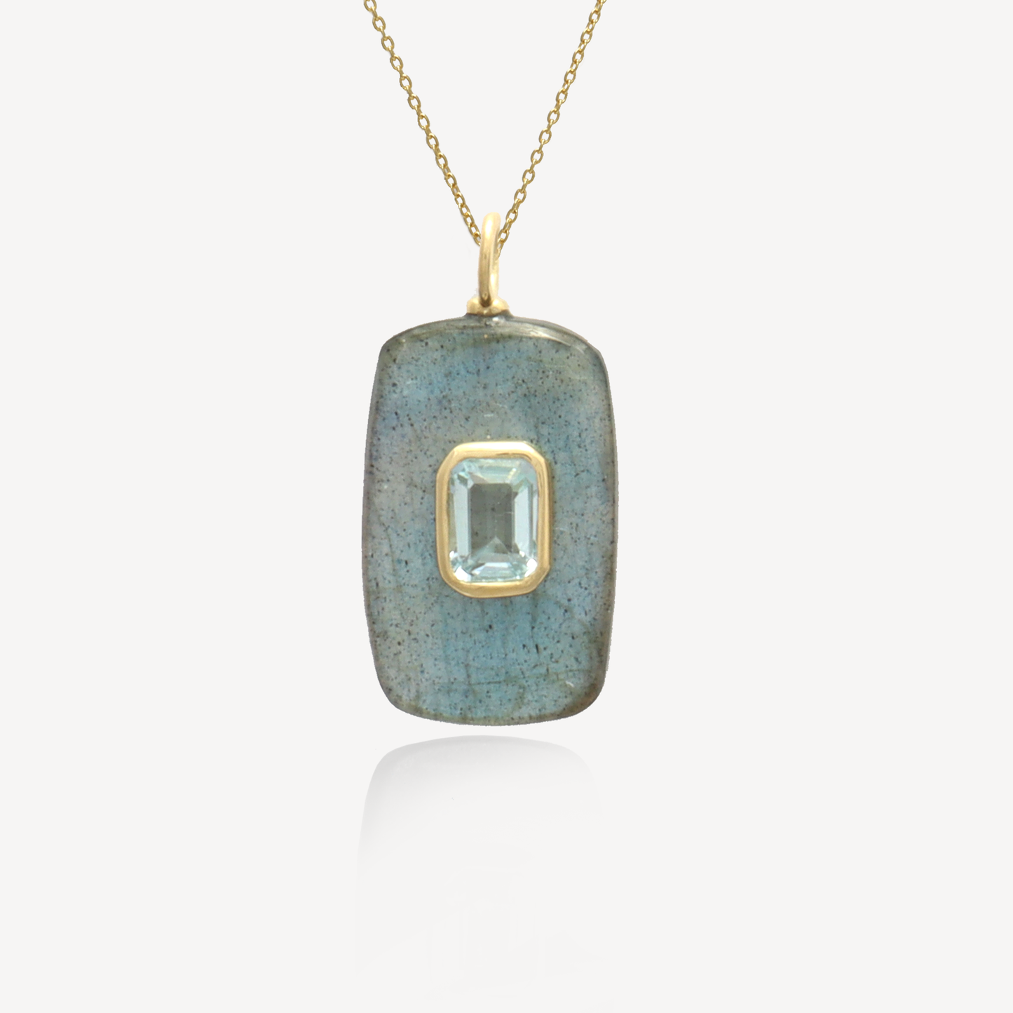 Large Sol Labradorite and Blue Topaz Pendant