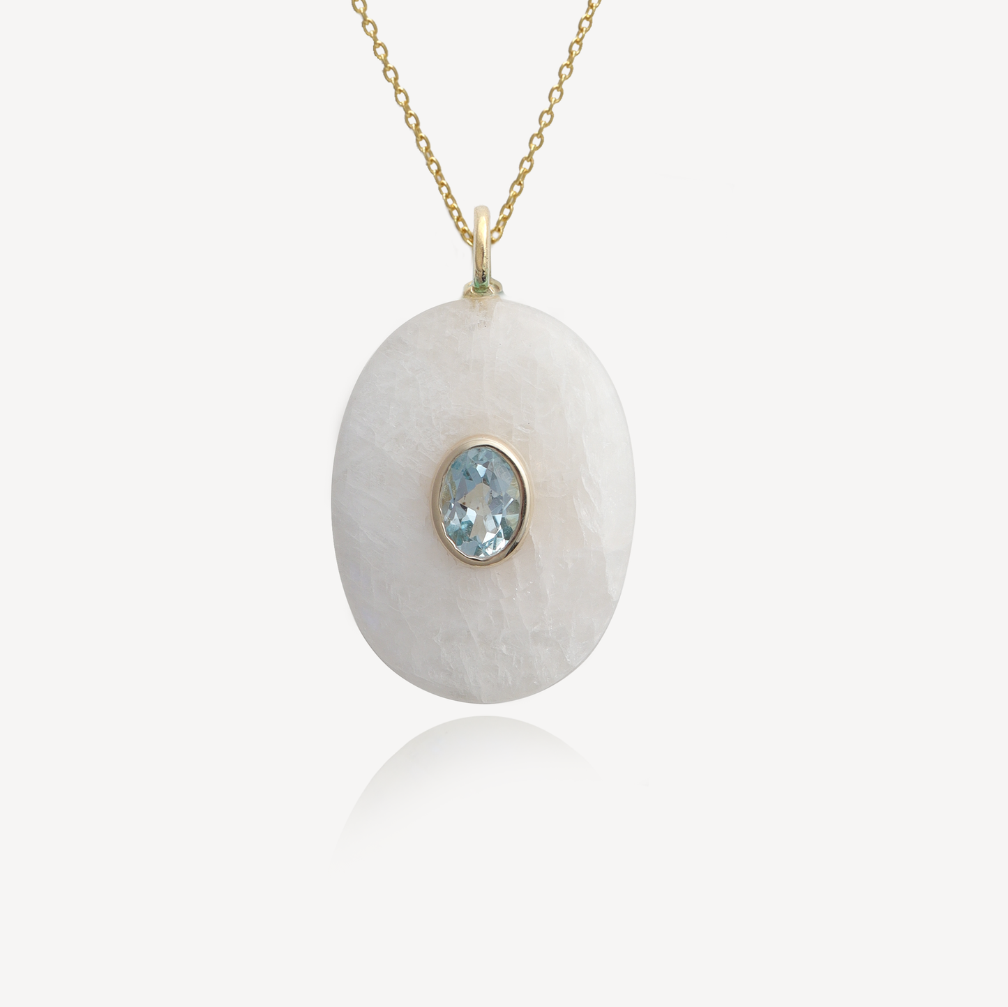 Large Sol Moonstone and Blue Topaz Pendant