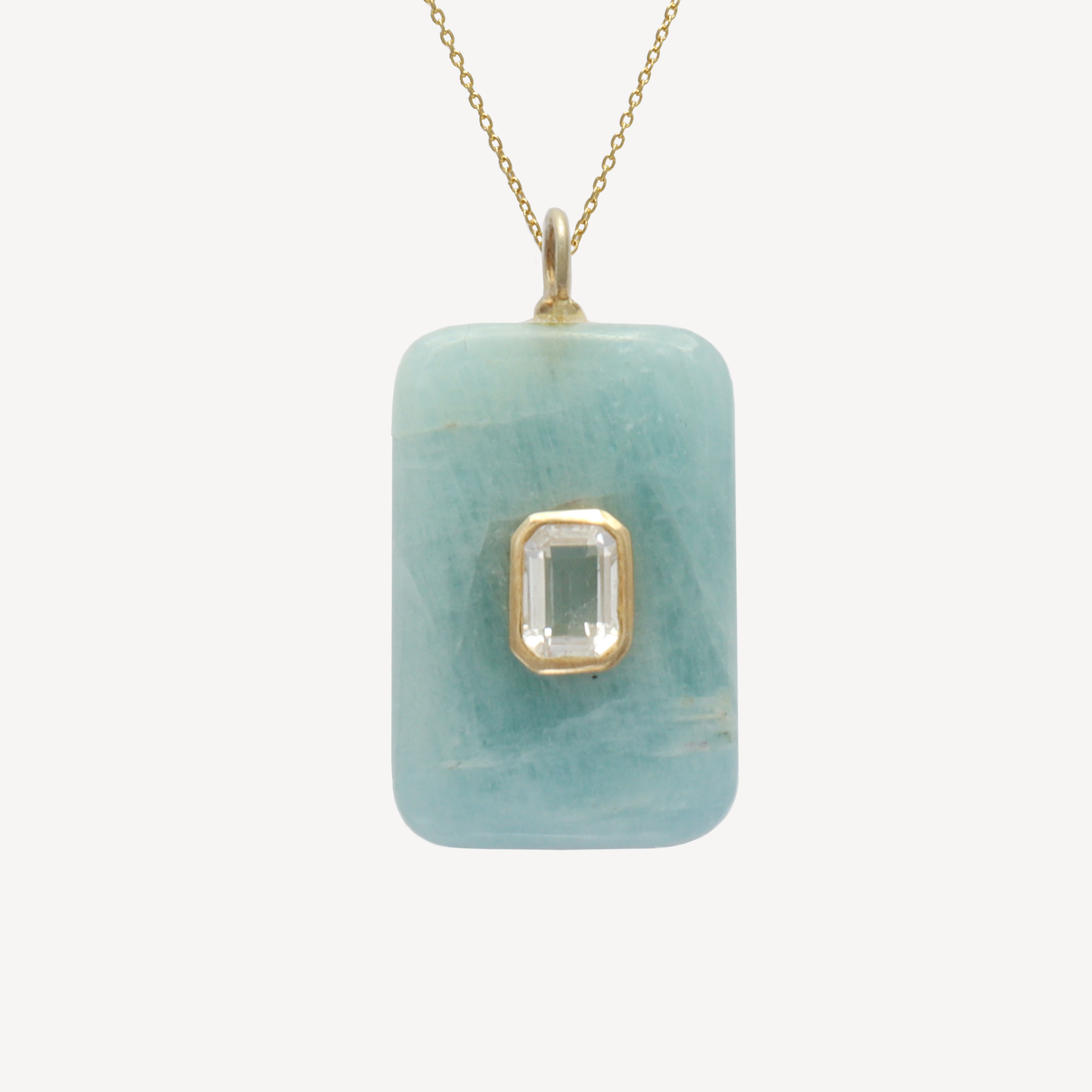 XL Ciel Aquamarine with White Topaz Pendant