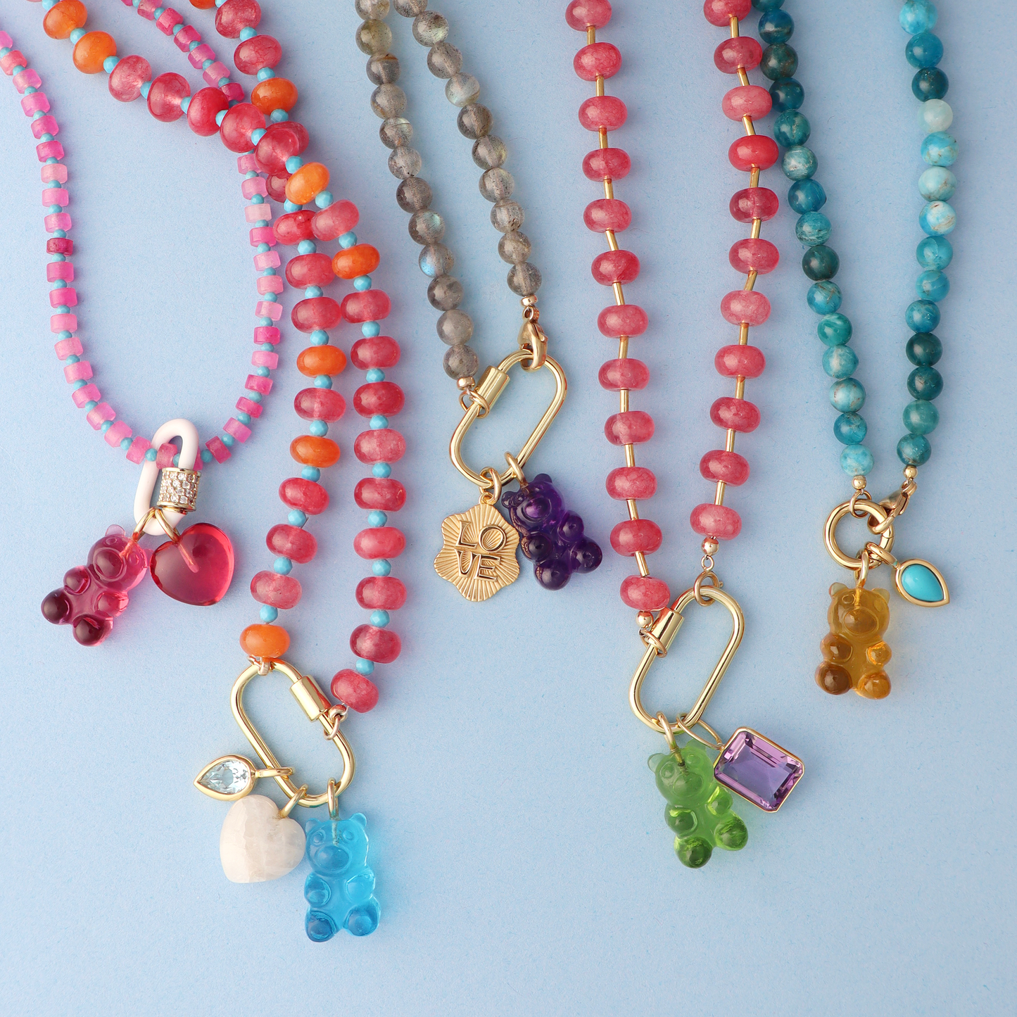 Gemstone Gummy Bear Pendants (No Chain)