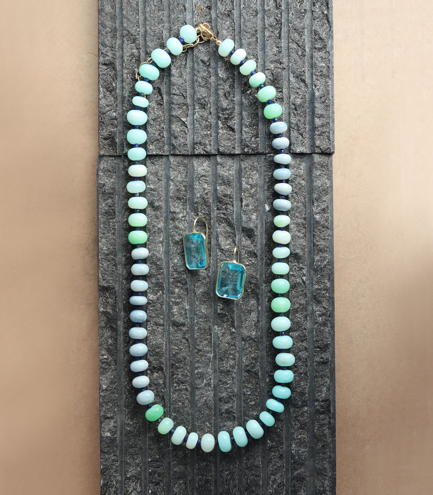 Blue Rainbow Opal Beaded Necklace