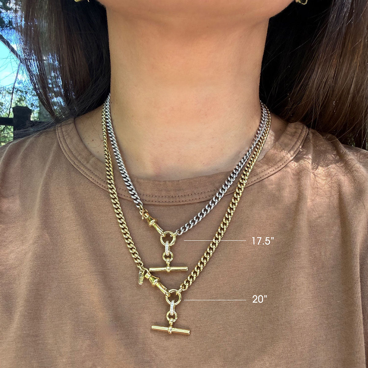 Jett T-Bar Chain Necklace 17.5"