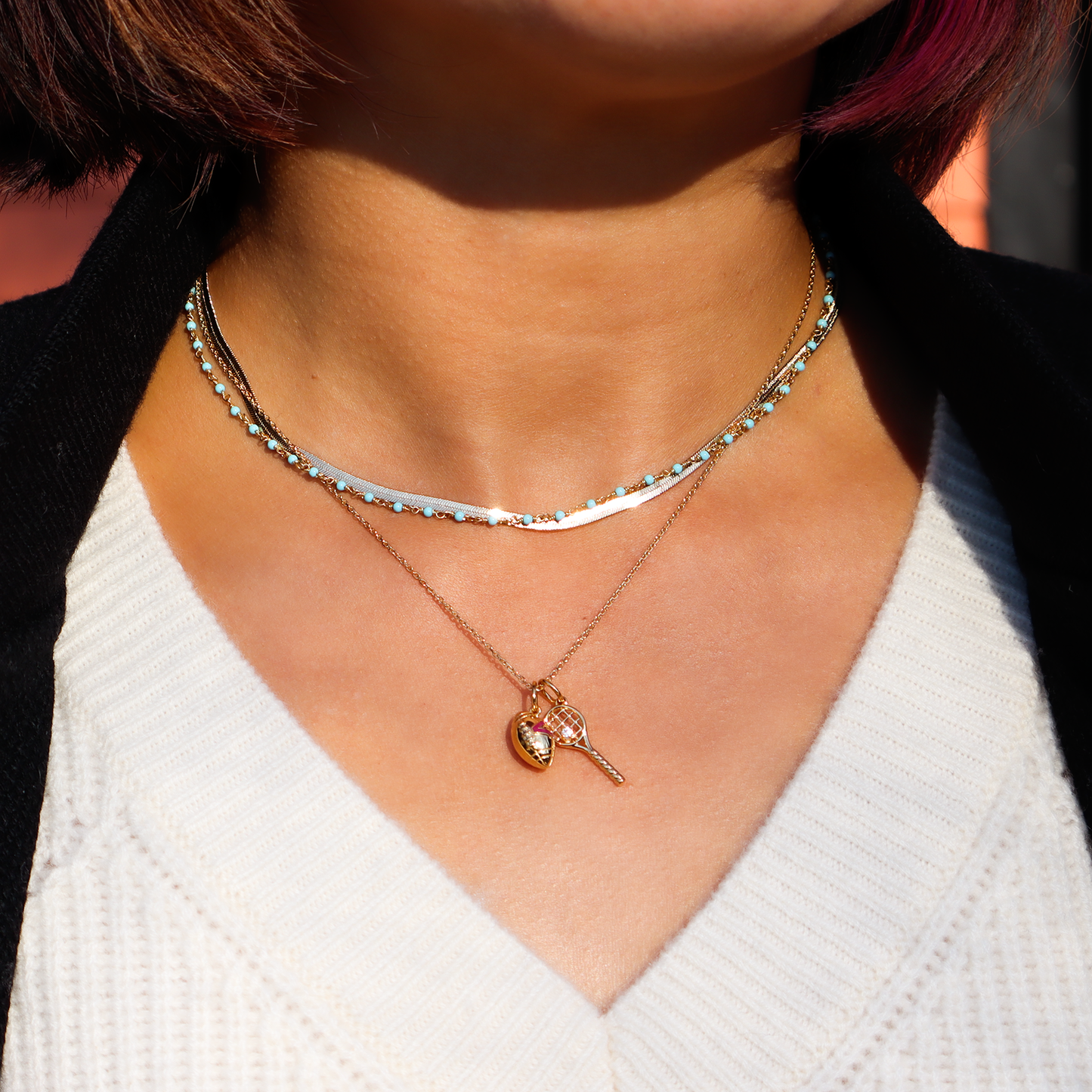 Serena Tennis Charm Necklace