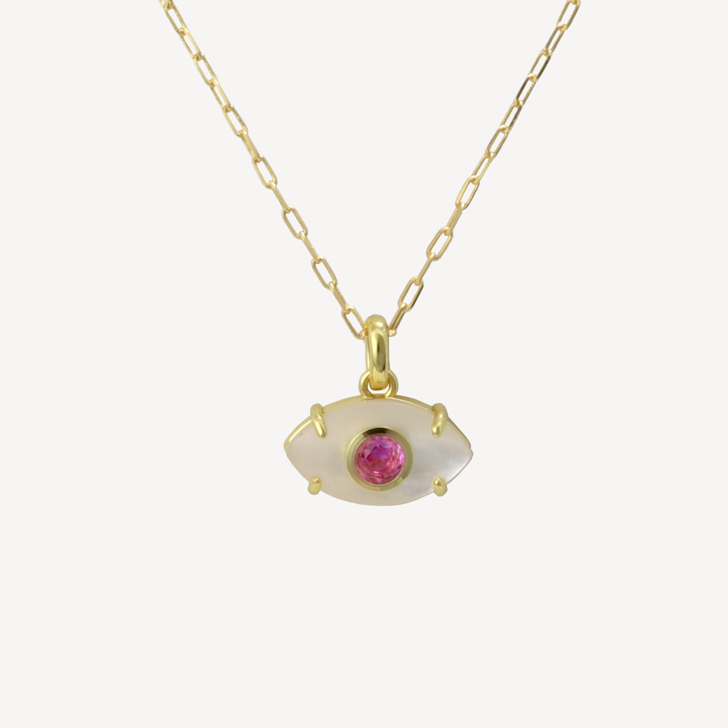 Maeve White Mother of Pearl Evil Eye Necklace