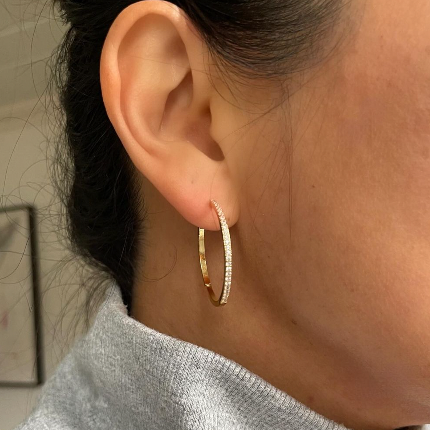 Gold Maya Pave Hoop Earrings