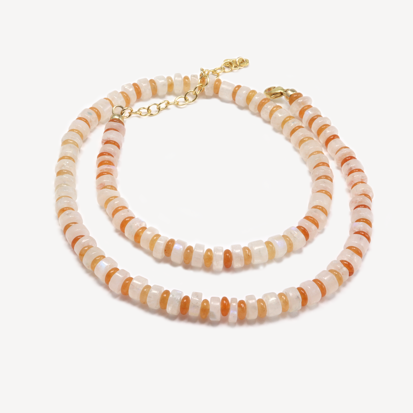 Rainbow Moonstone and Orange Aventurine Necklace