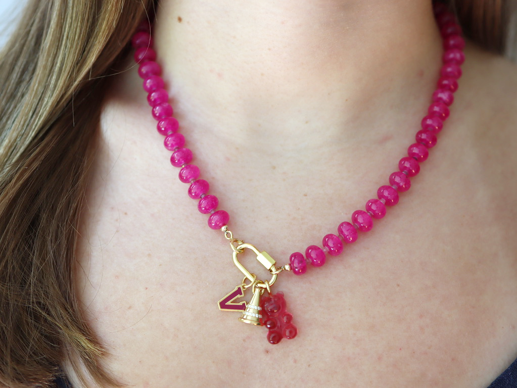 Hot Pink Jade Necklace