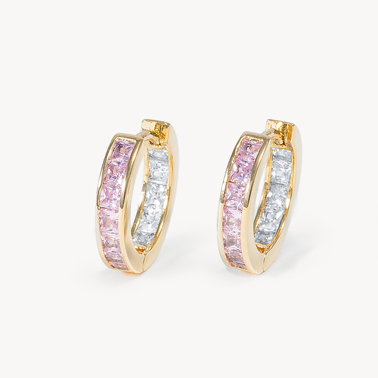 Gold Cher With Pink Crystal Huggies