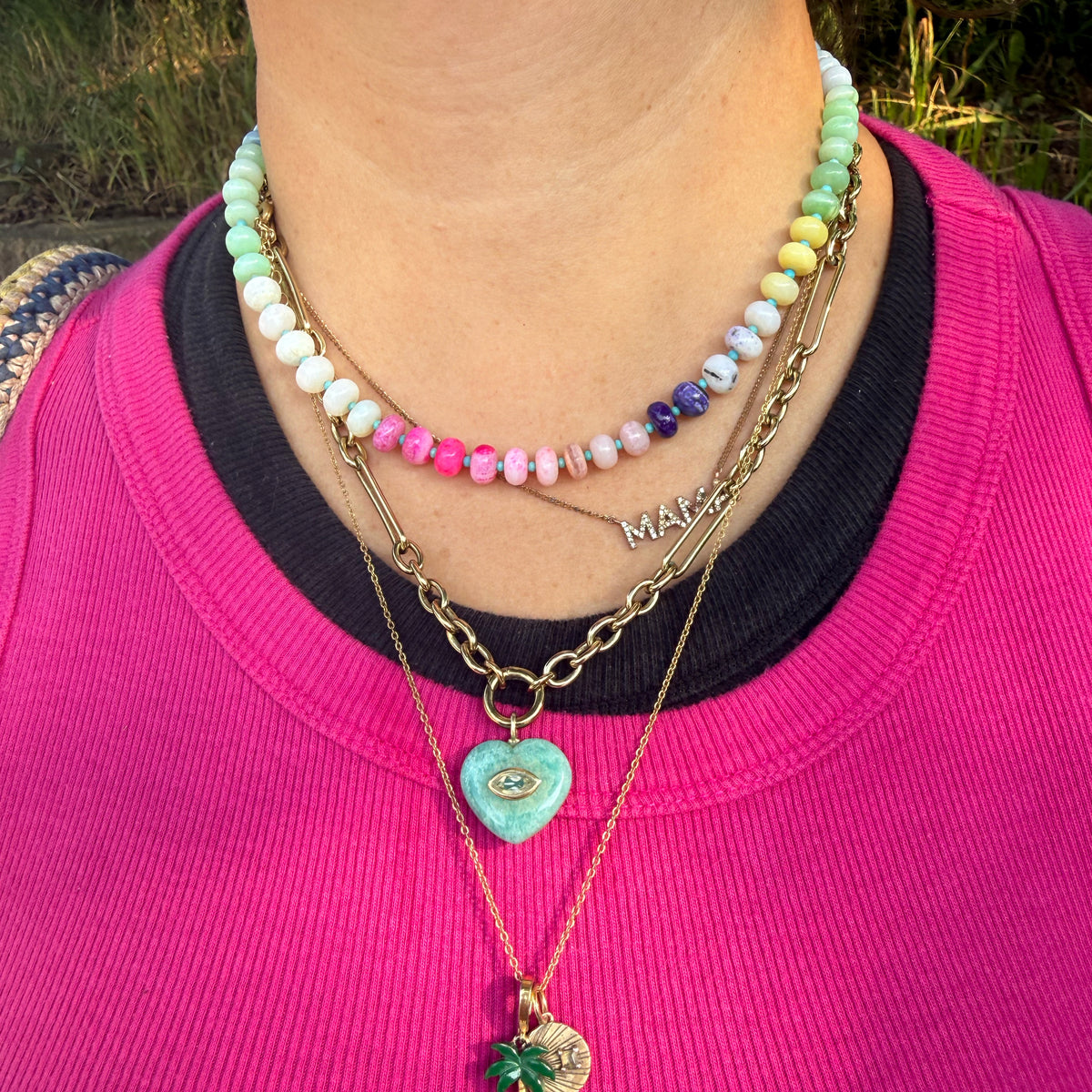 Rainbow Opal Rondelle Necklace
