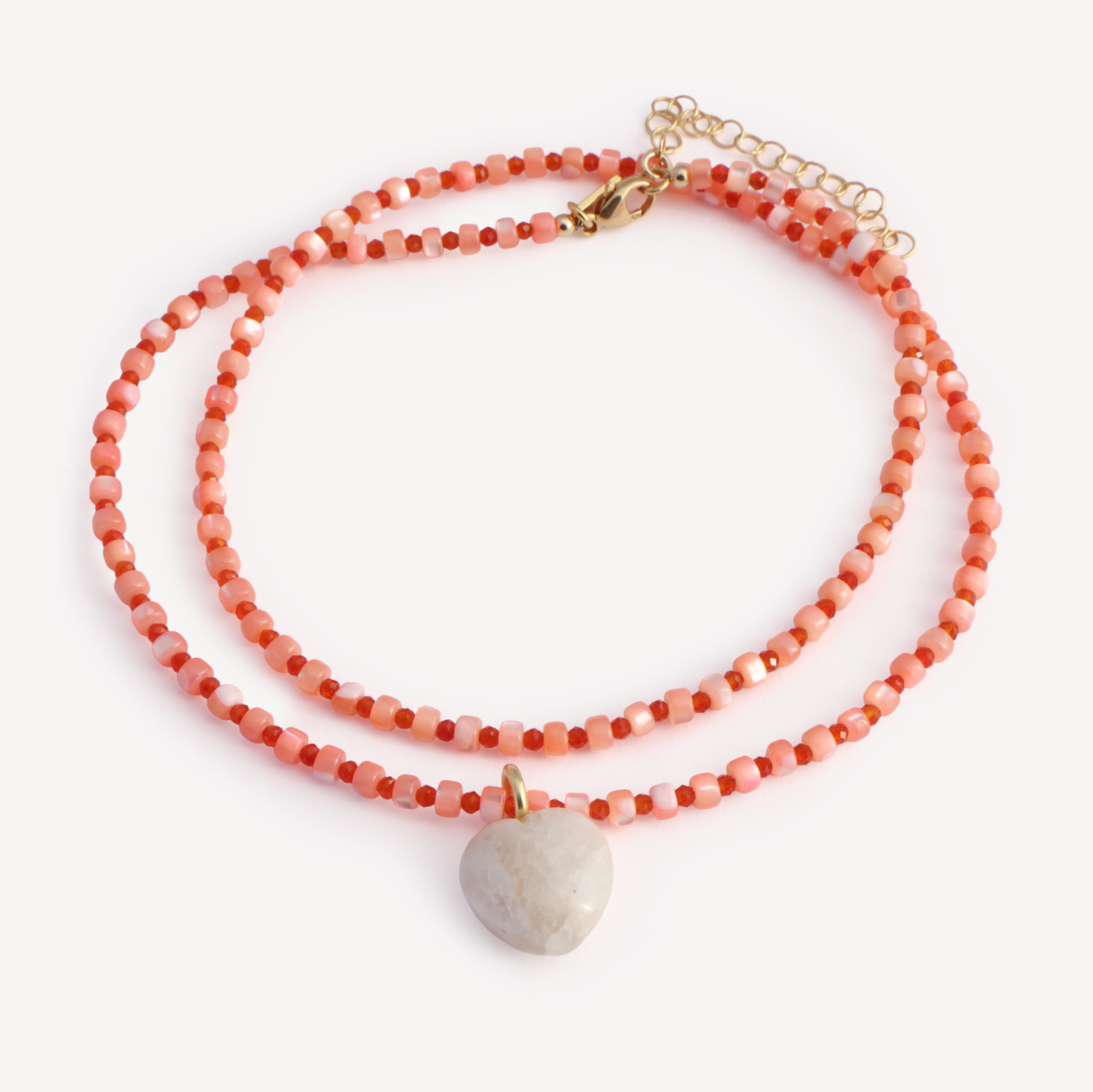Palma White Moonstone Heart Necklace