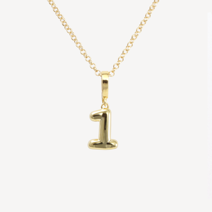 Cloud Initial Number Necklace