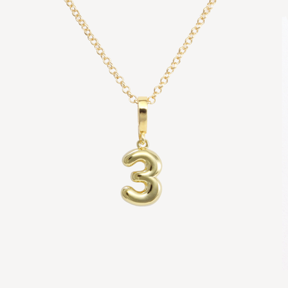 Cloud Initial Number Necklace