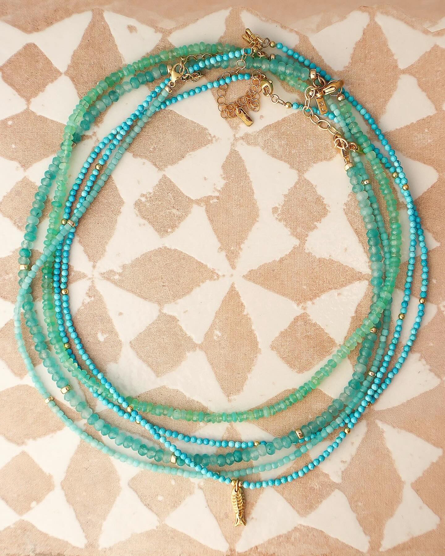 Amazonite Gemstone Necklace with Beads