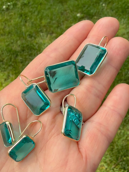Medium Gemma Peacock Teal Quartz Drop Earrings