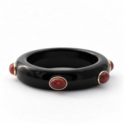 Adler Resin & Semiprecious Gemstone Bangle | Black Resin & Carnelian