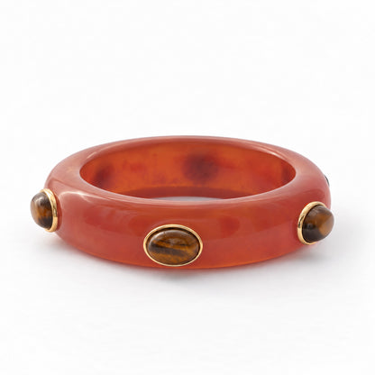 Adler Resin & Semiprecious Gemstone Bangle | Marigold Resin & Tigers Eye