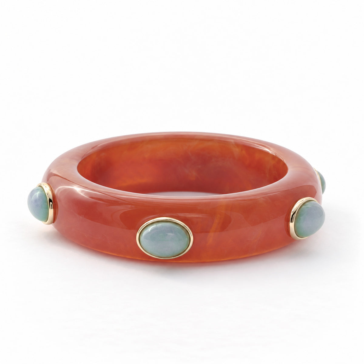 Adler Resin & Semiprecious Gemstone Bangle | Marigold Resin & Amazonite