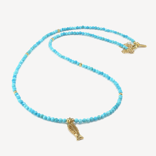 Turquoise Gemstone Necklace with Fish