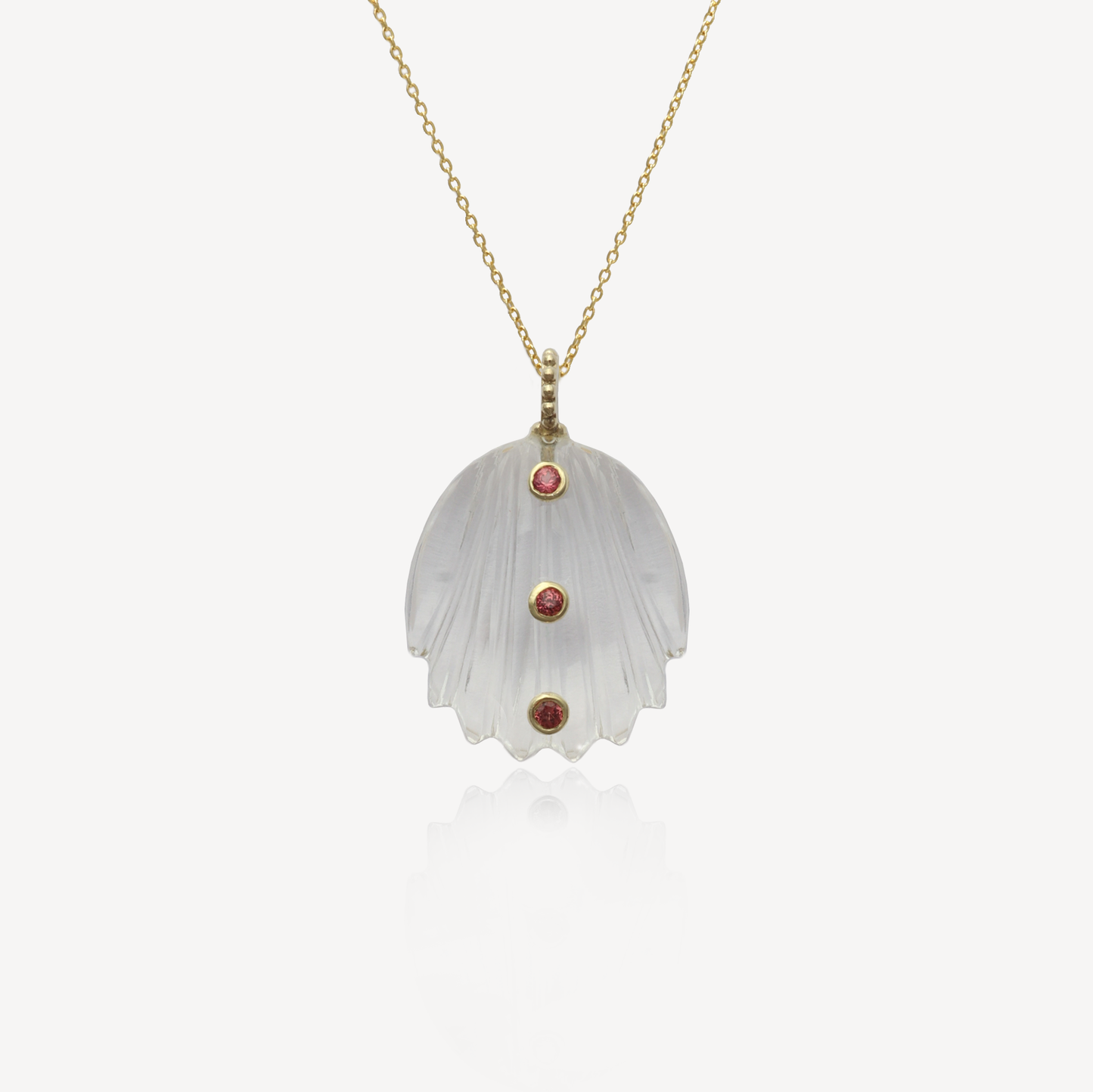 Medium Amie Ribbed Clear Quartz with Garnet Shell