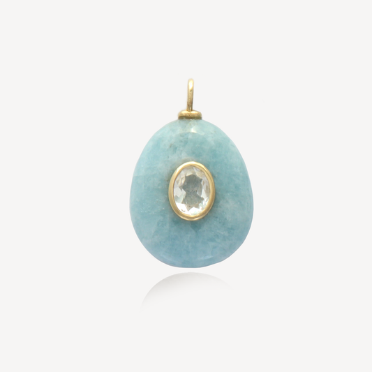 Large Sol Aquamarine with White Topaz Pendant