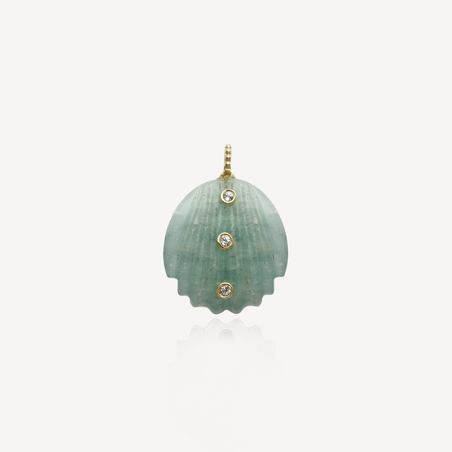 Medium Amie Ribbed Aquamarine Quartz with Peridot Shell