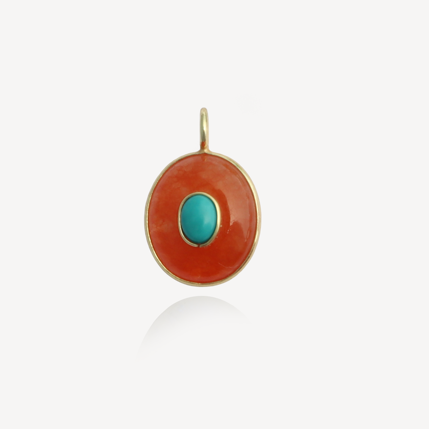 Large Sol Carnelian and Turquoise Pendant