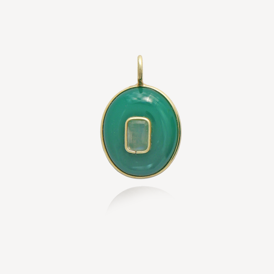 Medium Amie Green Onyx with Labradorite Pendant
