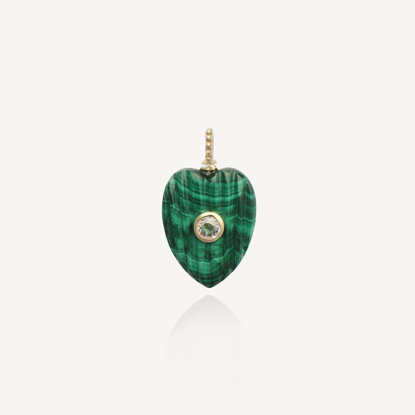 Medium Amie Ribbed Malachite Heart Pendant