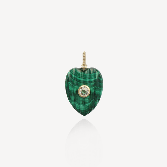 Medium Amie Ribbed Malachite Heart Pendant